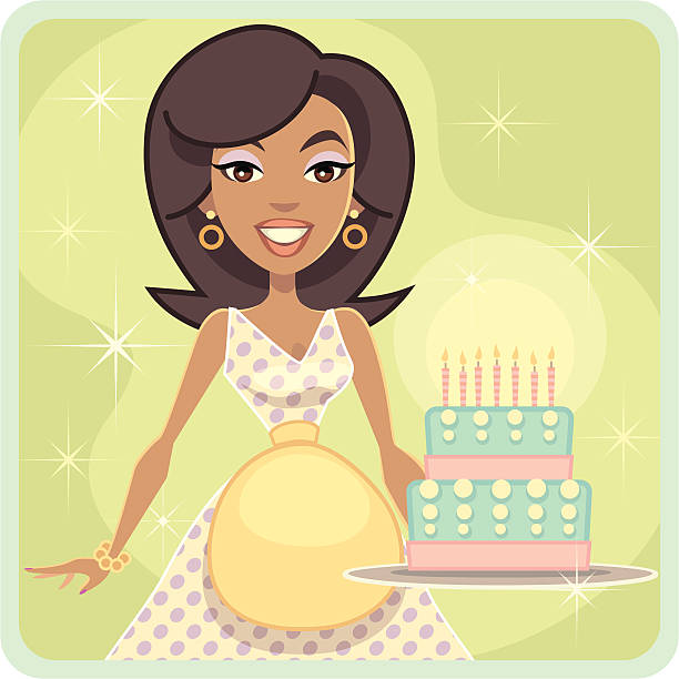 торт празднование (черный lady - diva birthday cake stock illustrations.