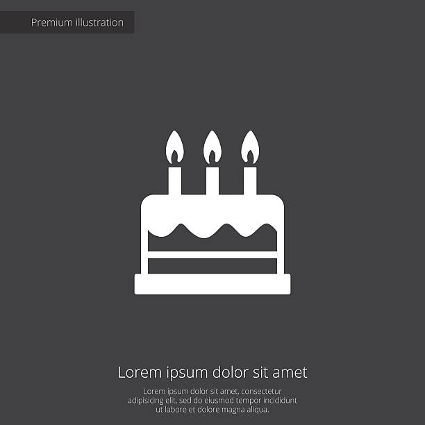 cake premium illustration icon cake premium illustration icon, isolated, white on dark background, with text elements birthday icons stock illustrations