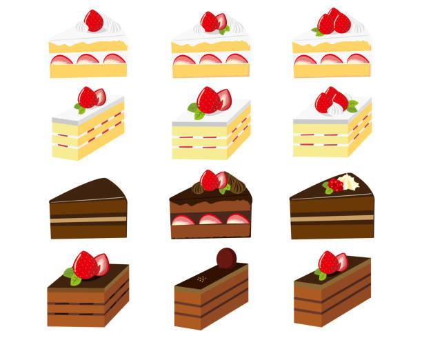 ilustrações de stock, clip art, desenhos animados e ícones de cake vector illustration . sweets, desserts . chocolate cake . shortcake - bolos de chocolate