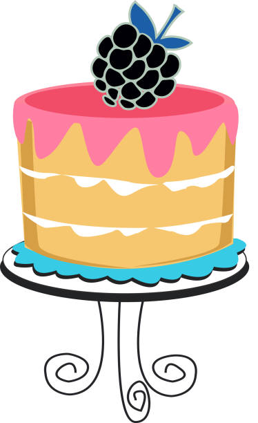 Cake with berry vector art illustration
