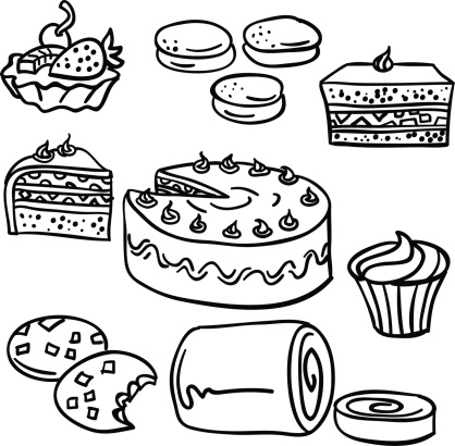 Cakes collection in black and white