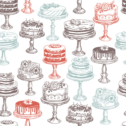 Cakes seamless pattern. Vector illustration