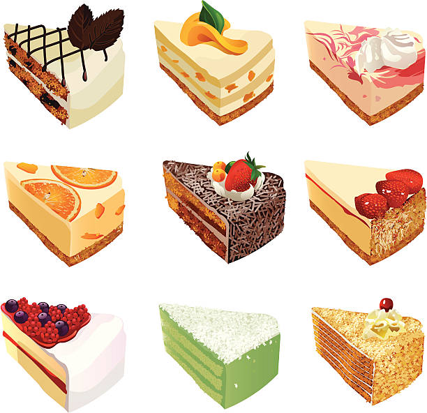 Cakes Cakes choice for tea time coffee cake stock illustrations