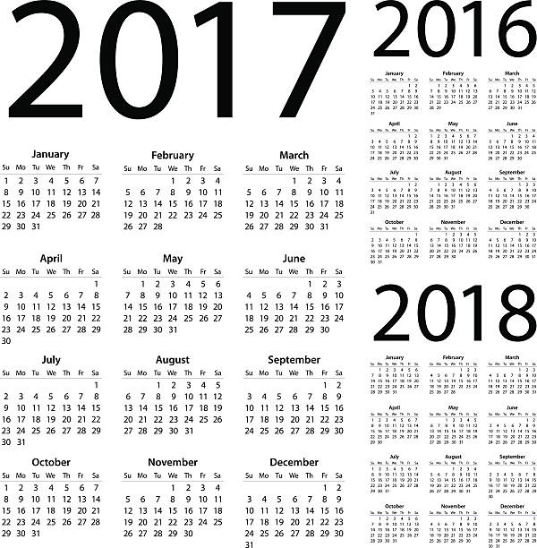 Calendar 2017 2016 2018 - illustration Vector illustration of 2017 2016 2018 Calendars march calendar 2017 stock illustrations