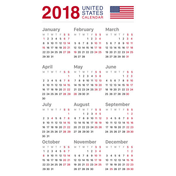 Calendar 2018 - USA Version Eps10 vector illustration with layers (removeable) and high resolution jpeg file included (300dpi). march calendar 2017 stock illustrations
