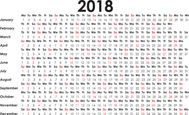 Calendar 2018 vector art illustration