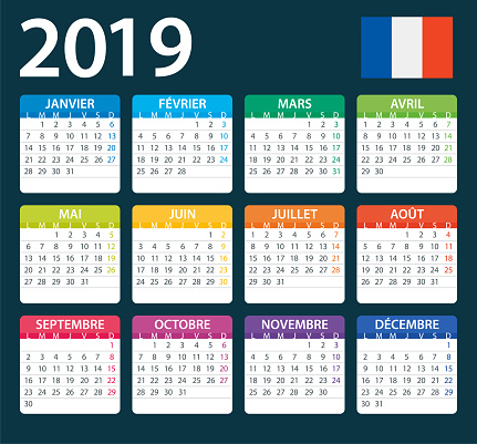 Mmsd Calendar 2022 Calendar 2019 Color Illustration French Version Stock Illustration -  Download Image Now - Istock