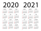 Calendar 2020 2021 year - vector illustration. Week starts on Sunday