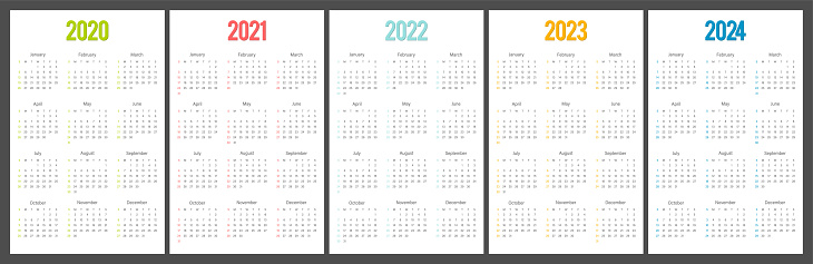 Kalender 2020 2021 2022 2023 2024 Wochen Start Am Sonntag ...