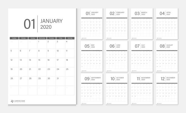 Calendar 2020. Week start Sunday corporate design planner template. Calendar 2020. Week start Sunday corporate design planner template. calendars templates stock illustrations