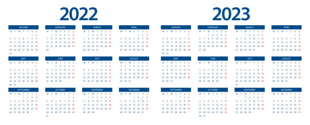 Calendar 2022, calendar 2023 week start Monday corporate design planner template. vector art illustration