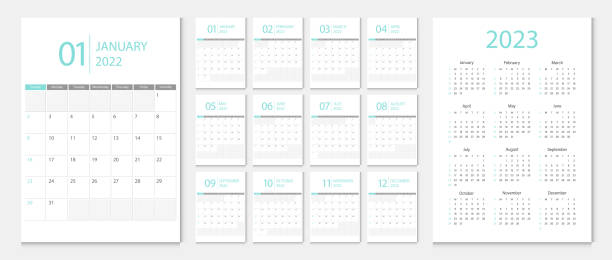 Calendar 2022, calendar 2023 week start Sunday corporate design template vector. vector art illustration