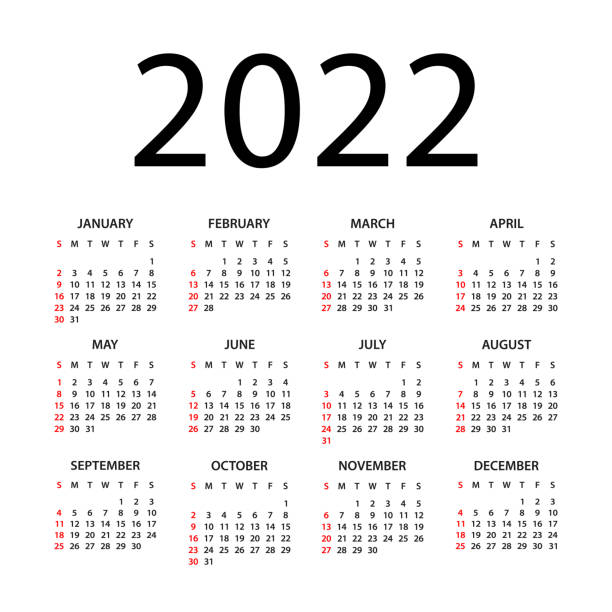 Calendar 2022 - illustration. Week starts on Sunday. Calendar Set for 2022 year Calendar 2022 year - vector illustration. Week starts on Sunday. Calendar Set for 2022 year calender stock illustrations
