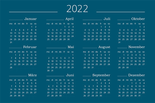 Calendar 2022 year in German