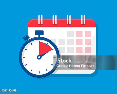 istock Calendar and stopwatch flat icon. Calendar schedule, time appointment and planning. Organizer icon. Vector illustration. 1314193499