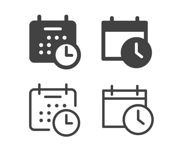 Calendar and Time - Illustration Icons Calendar, Time, personal organizer stock illustrations