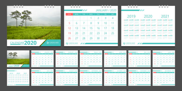 2020 Calendar design template week start Sunday. 2020 Calendar design template week start Sunday. calendar patterns stock illustrations