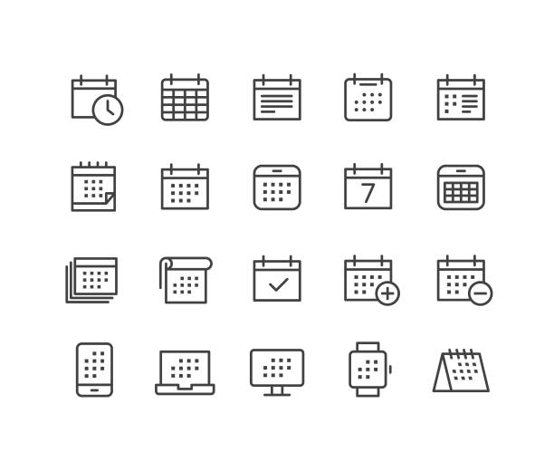 Calendar Icons - Classic Line Series Calendar, calendar icons stock illustrations