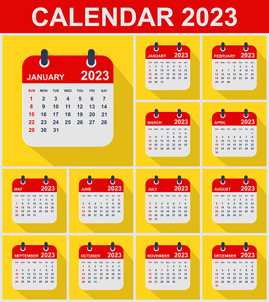 2023 Calendar Leafs. Week starts on Sunday. Business vector illustration.