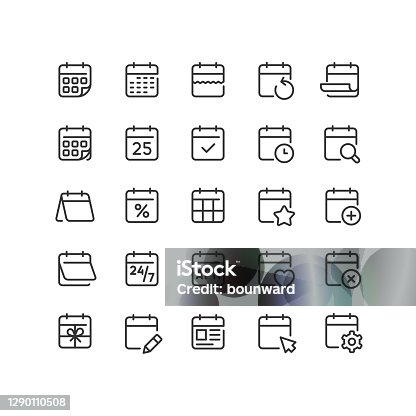 istock Calendar Line Icons Editable Stroke 1290110508