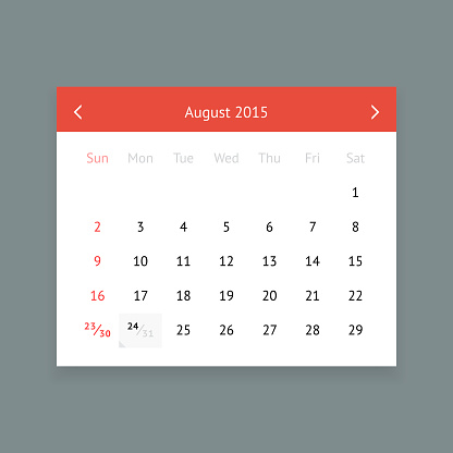 Calendar page for August 2015