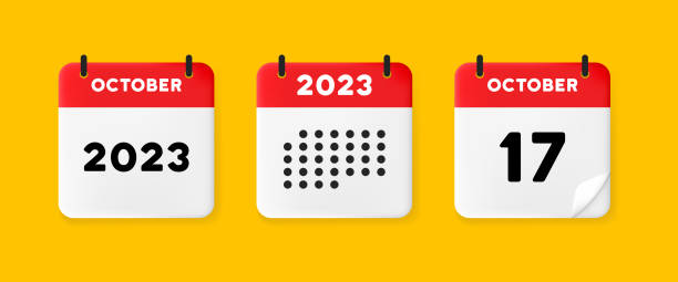 Calendar set icon. Calendar on a yellow background with seventeen october, 2023, 17 number text. Reminder. Date management concept. Vector line icon for Business and Advertising Calendar set icon. Calendar on a yellow background with seventeen october, 2023, 17 number text. Reminder. Date management concept. Vector line icon for Business and Advertising. 12 17 months stock illustrations