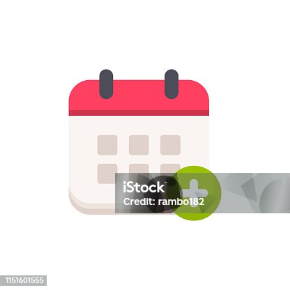 istock Calendar with Add Symbol Flat Icon. Pixel Perfect. For Mobile and Web. 1151601555