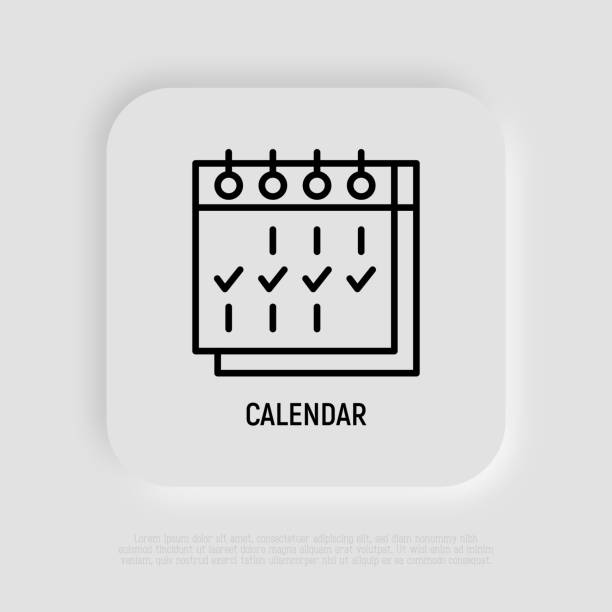 Calendar with check marks thin line icon. Weekly planning. Modern vector illustration. vector art illustration