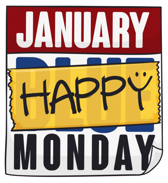 kalendarz z poprawionym przypomnieniem, aby być szczęśliwym w blue monday - blue monday stock illustrations