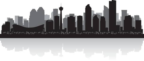 Calgary Alberta Canada city skyline silhouette Calgary Alberta Canada city skyline vector silhouette illustration calgary stock illustrations