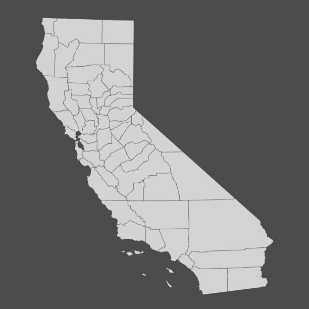 California counties map California counties map isolated on dark background california stock illustrations