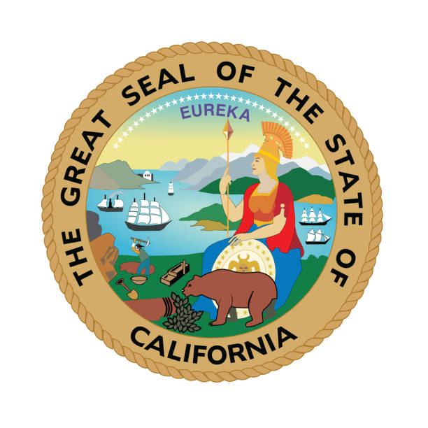 illustrazioni stock, clip art, cartoni animati e icone di tendenza di sigillo della repubblica della california. - alcaraz