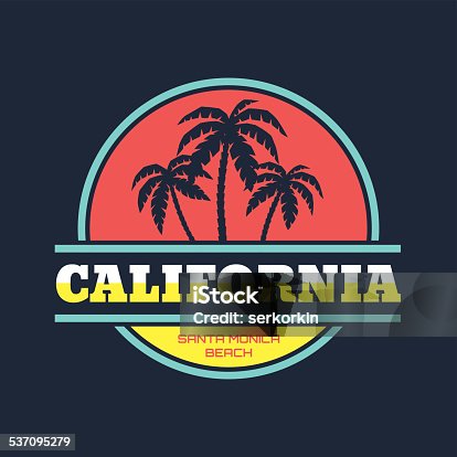 istock California - Santa Monica beach - vintage illustration concept 537095279