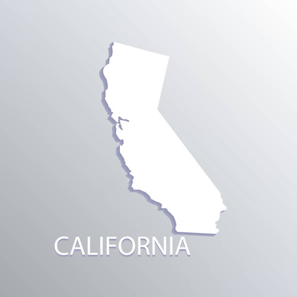 illustrazioni stock, clip art, cartoni animati e icone di tendenza di mappa piatta dello stato della california - alcaraz