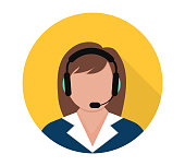 istock Call center. Support service icon. Female call center working in headphones. Woman in headset. Customer service and communications. Avatar operator of call center. Vector illustration. EPS 10 1312185238