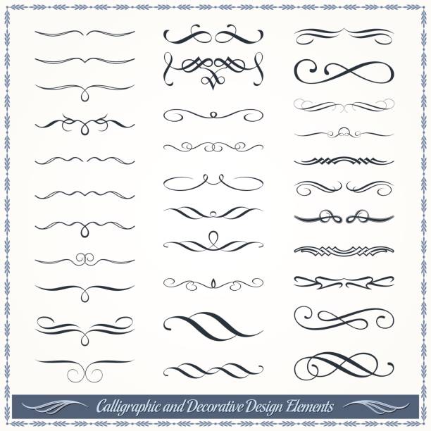 Calligraphic and Decorative Design Patterns Collection Collection of calligraphic and decorative design patterns, embellishments in vector format. Collection of calligraphic and decorative design patterns, embellishments in vector format. Collection of calligraphic and decorative design patterns, embellishments in vector format. embellishment stock illustrations