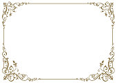 Calligraphic frame and page decoration. Vector illustration. Vector of decorative horizontal element, border and frame.