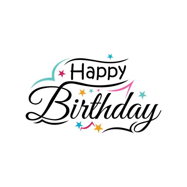 Calligraphy lettering happy birthday greeting card and banner vector design Happy birthday typography Lettering Design. Posters, Greeting Cards And Invitation happy birthday words stock illustrations