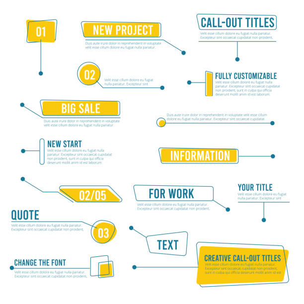 Callout banners. Digital labels social boxes text templates chart boards vector infographics Callout banners. Digital labels social boxes text templates chart boards vector infographics. Call out shape for message information illustration challenge stock illustrations