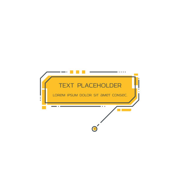 Callout line style Text callout bubble line style vector. Infographic speech bubble. Consultant badge with text. Yellow text box with lines and dots on white background. movie drawings stock illustrations