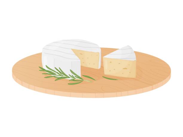 Camembert soft cheese block. Farm market product for label, poster, icon, packaging. Camembert soft cheese block. Farm market product for label, poster, icon, packaging. Vector illustration brie stock illustrations
