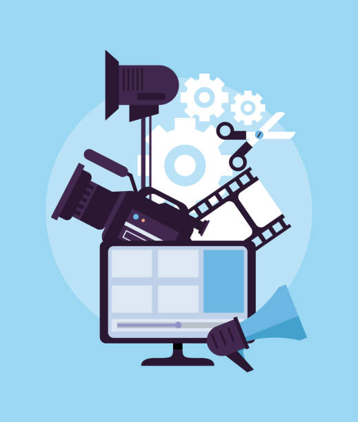 camera and video production icons vector art illustration