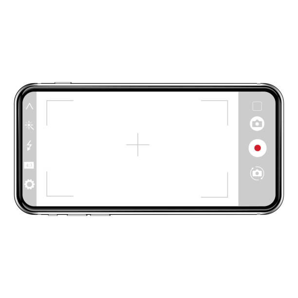 Camera app on screen of smartphone. Camera app on screen of smartphone. Filming app. Shoot video on phone. selfie patterns stock illustrations