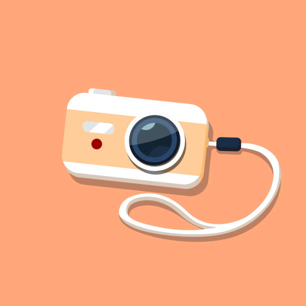 Camera in a flat style Camera in a flat style. Vector illustration. selfie clipart stock illustrations