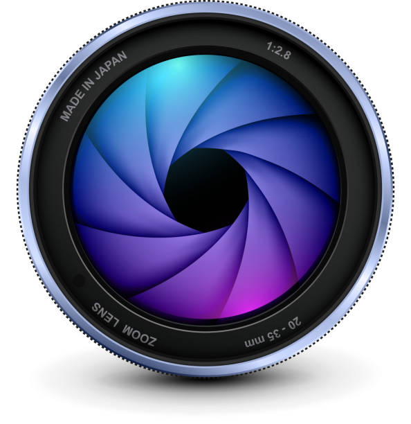 obiektyw fotograficzny aparatu z migawką - lens stock illustrations