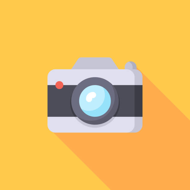 ilustraciones, imágenes clip art, dibujos animados e iconos de stock de cámara, icono plano de fotografía. píxel perfecto. para móviles y web. - camera flash