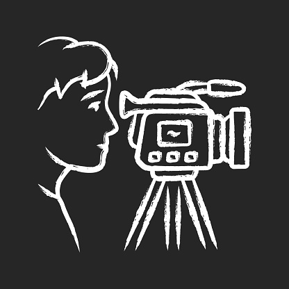 カメラマンチョークアイコンビデオ録画撮影ビデオグラファーカメラ付きオペレータービデオジャーナリスト記者映画製作映像制作業界単離ベクトル黒板イラスト いたずら書きのベクターアート素材や画像を多数ご用意 Istock
