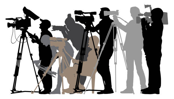 Cameraman silhouette journalists Cameraman silhouette journalists movie silhouettes stock illustrations