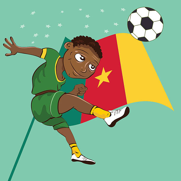 illustrazioni stock, clip art, cartoni animati e icone di tendenza di camerun soccerboy - camerun