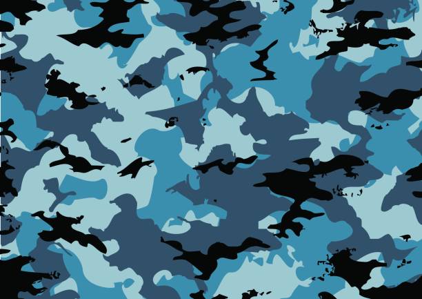 Camouflage pattern Camouflage pattern in blue and black colors air force stock illustrations
